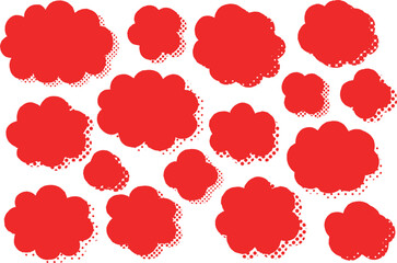 赤いシルエットの雲形フレーム