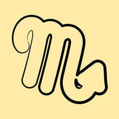 Icon scorpio. Zodiac horoscope elements. Icon in hand drawn style.