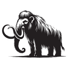 Tusked Wonder Woolly Mammoth silhouette – Woolly Mammoth illustration – Minimalist Woolly Mammoth vector – Stone Age silhouette


