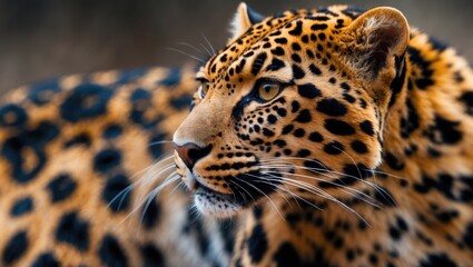 Obraz premium Furry leopard pattern with jungle background