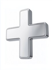 Obraz premium Shining Plus Sign: A gleaming metallic plus sign, rendered with precision, stands out with its captivating design, perfect for a variety of creative uses. 