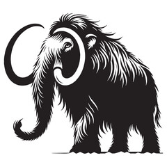 Arctic Beast Woolly Mammoth silhouette with thick form – Woolly Mammoth illustration – Minimalist Woolly Mammoth vector – Stone Age silhouette


