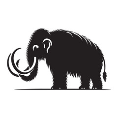 Obraz premium Ancient Ice Age Woolly Mammoth silhouette – Woolly Mammoth illustration – Minimalist Woolly Mammoth vector – Stone Age silhouette