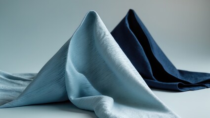 Diagonal seam in blue and grey artificial suede fabric