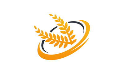 Golden wheat symbol in a dynamic design.