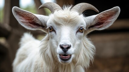 Curly-haired furry mammal on the farm