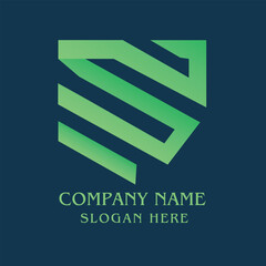 Geometric Green Shield Logo with Letter ES