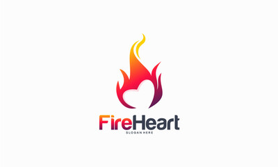Colorful graphic  design featuring flames surrounding a heart.