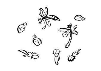 シンプルで味がある「トンボ」の手描きイラスト