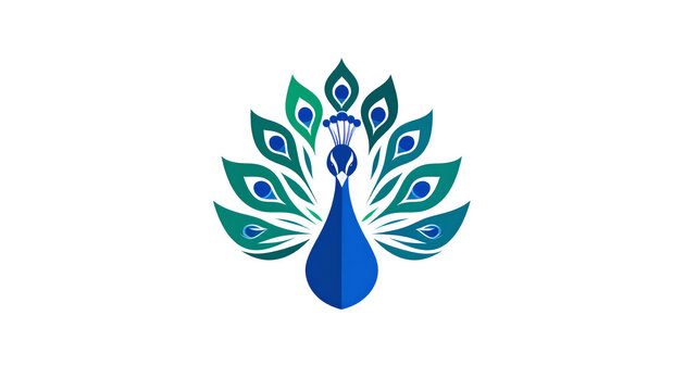 Abstract Peacock Logo Design: Blue and Green Vector Illustration