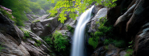 mountain waterfall, AI generated