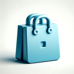3D shopping bag icon with rounded handles, glossy and playful design.