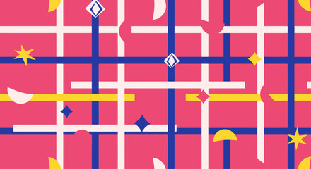 Abstract Geometric Pattern with Pink Background