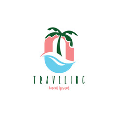 Traveling vacation logo design template