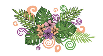 Tropical Floral Arrangement with Swirls