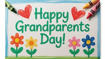 Child s crayon drawing happy grandparents day card