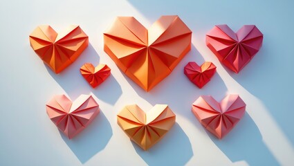 3D origami heart shape with geometric volume