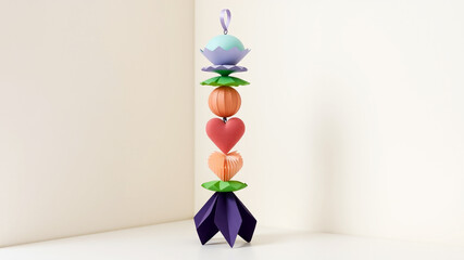 Colorful paper craft hanging mobile rainbow decor