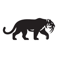 Silent stalker Smilodon silhouette – Smilodon illustration – Minimalist Smilodon vector – Stone Age silhouette

