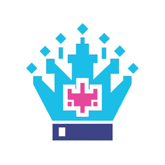 Obraz premium Royal Crown Combined with Digital Pixel Elements