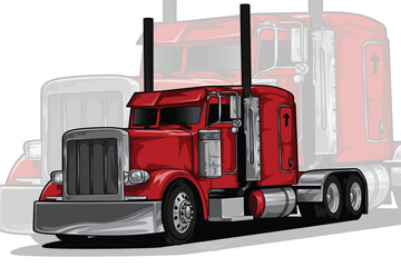 Trailer truck drawing vector illustration