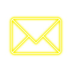 neon-yellow email envelope symbol, yellow mail icon