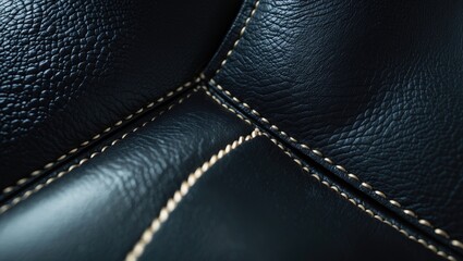 Close-up of leather texture featuring linear stitches