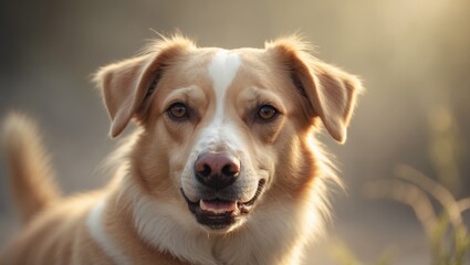 Beautiful dog headshot highlighting fur details and expressive features in a natural setting