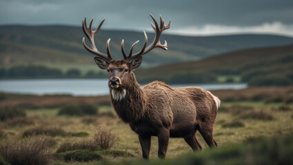 Fototapeta premium Majestic Red Deer Stag in the Scottish Highlands