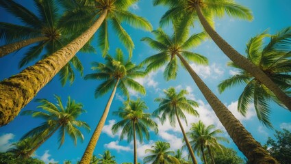 Looking Toward the Sky from the Canopy of Tropical Palm Trees