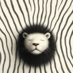 Playful doodle pattern of lion’s mane and zebra stripes by a child
