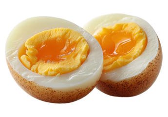 Boiled egg halves isolated on transparent background. PNG
