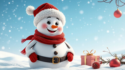 Happy snowman christmas winter holiday cheer