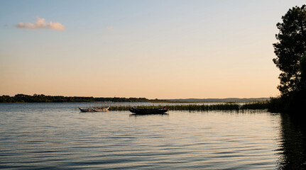 Sunset over Lake Biscaros near Arcachon Bay