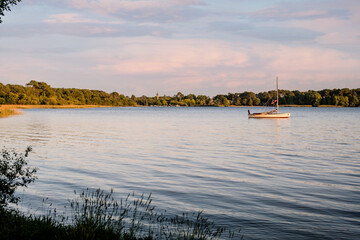 Sunset over Lake Biscaros near Arcachon Bay