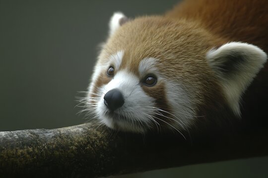 Red panda resting on tree branch
