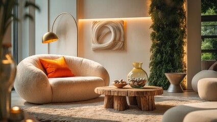 Modern minimalist interior design of a black and white living room with stylish furniture and silver accessories