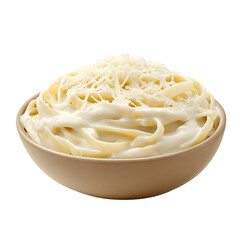 Bowl of creamy pasta with grated cheese