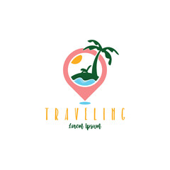 Fototapeta premium Traveling vacation logo design template