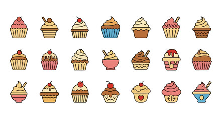 Sweet Treats A Collection of Delicious Cupcake Illustrations