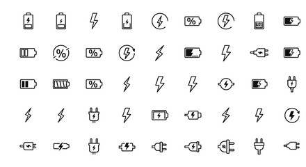 Collection of Battery Charging Icons EPS Vector Graphics