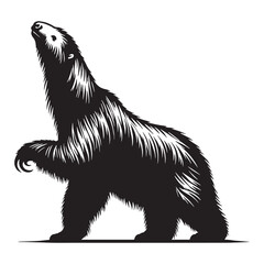 Primeval Sloth silhouette with grounded form – Giant Sloth illustration – Minimalist Giant Sloth vector – Stone Age silhouette

