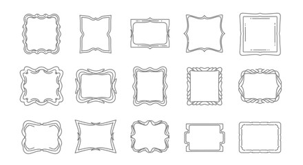 Collection of Elegant Wavy Edge Rectangle Frames  Vector Graphics