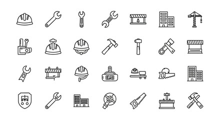 Construction Icons Tools, Equipment, and Building Illustrations