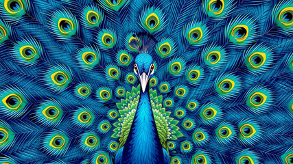 Majestic peacock feathers vibrant blue green