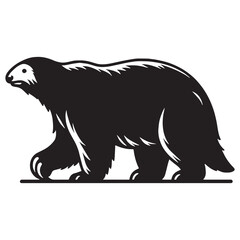 Prehistoric Giant Sloth silhouette on hind legs – Giant Sloth illustration – Minimalist Giant Sloth vector – Stone Age silhouette

