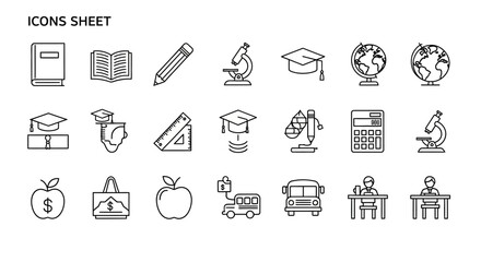 Education Icons Back to School Line Art Graphics