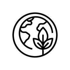 ecology planet and leaf line icon earth nature vector art