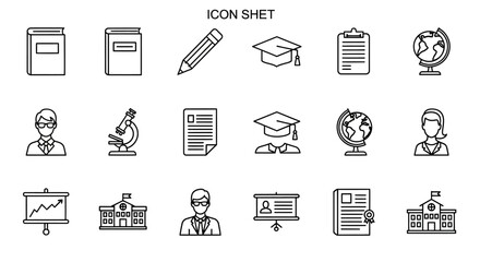 Education Icon Set School, Learning, Graduation, and More