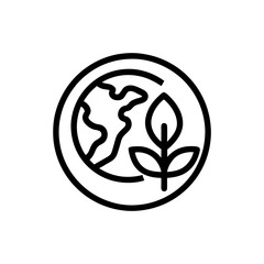 ecology planet and leaf line icon earth nature vector art